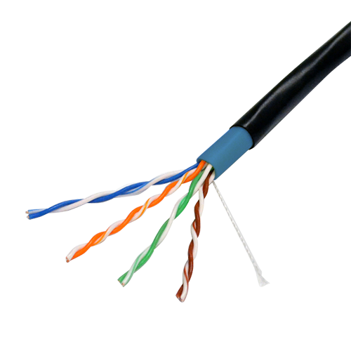 UTP5E-300-OUTDOOR  Cable UTP Categoría 5E Rollo de 305 metros Cubierta color negro Diámetro 5.5 mm