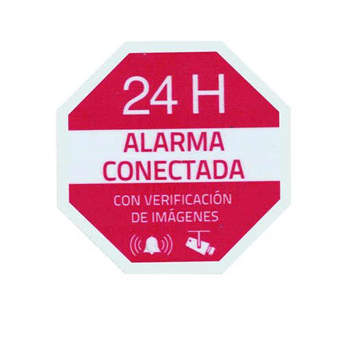 AC-PEGATINA-ES  Pegatina de plástico Serigrafía Alarma conectada Vinilo impreso laminado  (3 UDS.)