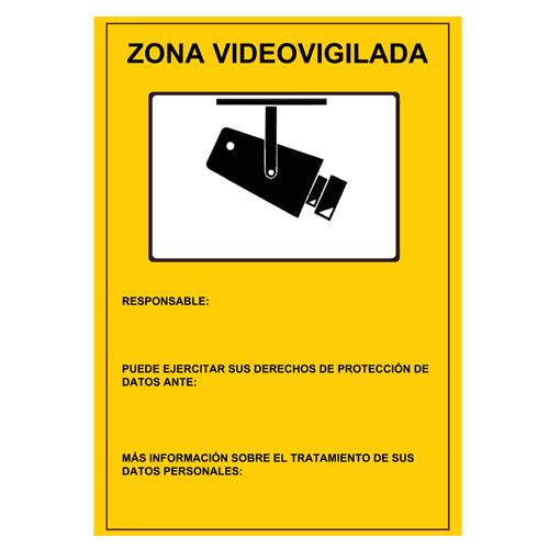 AC-CARTEL-ES  Cartel de plástico Serigrafía Zona Videovigilada Homologado 297 (Al) x 210 (An) mm