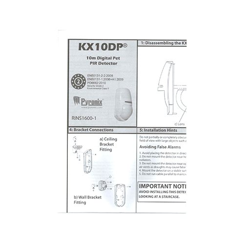 KX10DP Detector PIR antimascotas Apto para uso en interior 1 Sensor Infrarrojos Dual Cableado 10m