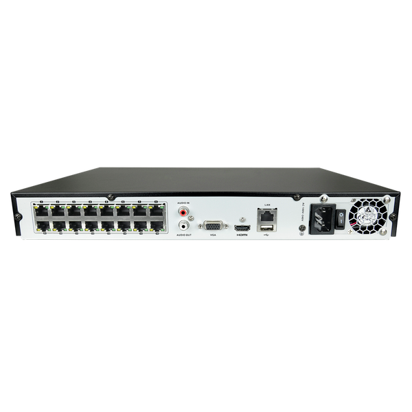 HWN-4216MH-16P  NVR 16CH / 16 PoE  Res. 8Mpx  H.265+ 80 Mbps HDMI 4K 2 HDD