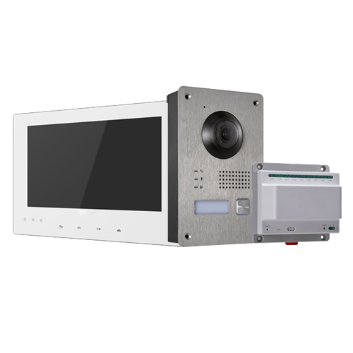 HW-DS-KIS701-W  Kit de Videoportero Tecnología 2 hilos Incluye Placa, Monitor y Hub