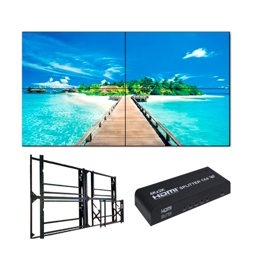 KIT-VIDEOWALL55-2X2-WALL-V2  Kit de Videowall completo Monitores LED 55" Soporte y HDMI splitter