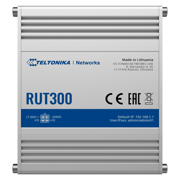 TK-RUT300  Teltonika Router Industrial 5 puertos Ethernet RJ45 Fast Ethernet USB 2.0