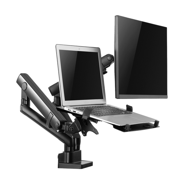 TVM-1327DESK-FLEX-PCDUAL  Soporte para portatil y monitor /TV Instalación en mesa Inclinación ,Rotac