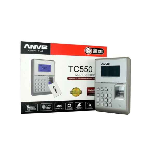 TC550  Control de Presencia y Acceso Huellas dactilares, Tarjeta RFID y teclado 2000 grabaciones /