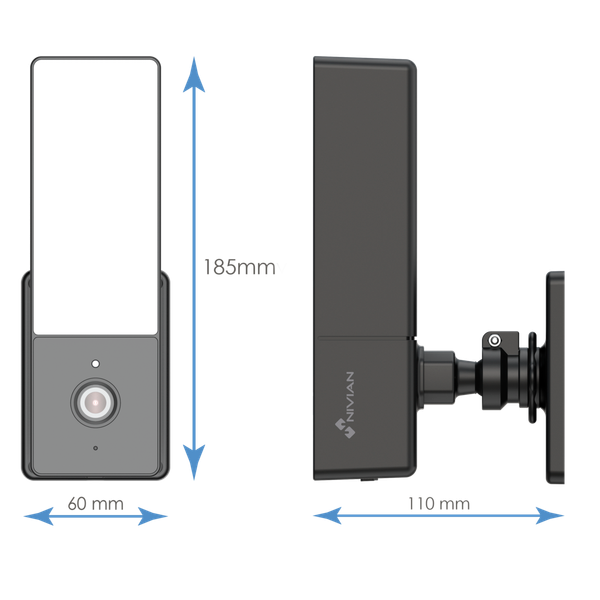 NVS-IPC-L2  Nivian Cámara 2K Wifi 2.4 GHz Apta para exterior | IR hasta 10 m Foco de luz blanca