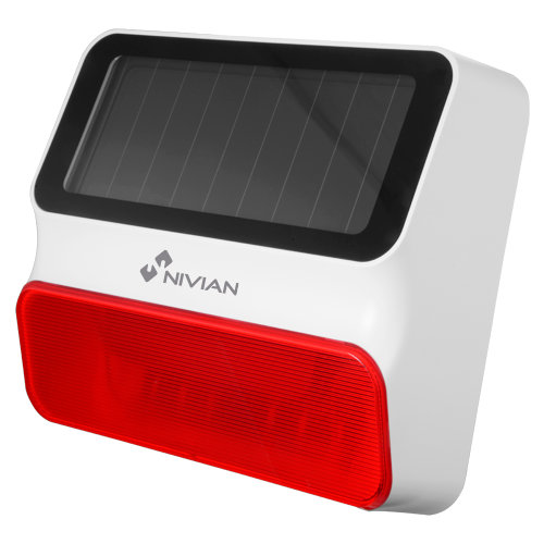 NVS-S8A-U1  Nivian Smart Sirena para exterior solar Alimentación solar y batería de respaldo